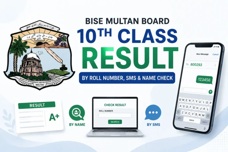 BISE Multan Board 10th Class Result 2026: How to check it, position holders, and Gazette bise multan 10th class result date roll number name